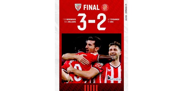 La Liga situatie, Athletic Bilbao versloeg Girona, de concurrentie om het kampioenschap is in volle gang